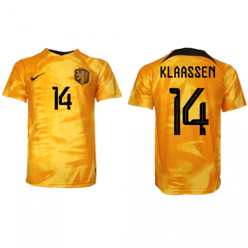 Holandsko Davy Klaassen #14 Domácí Dres MS 2022 Krátký Rukáv